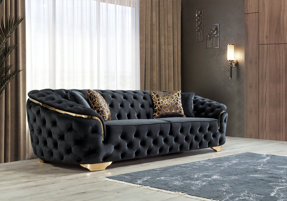 Lupino Black Velvet Living Room Set - LUPINOBLACK-SL - Vega Furniture