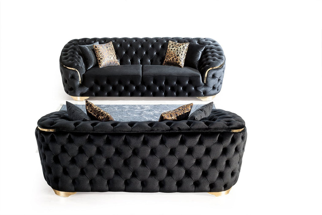 Lupino Black Velvet Living Room Set - LUPINOBLACK-SL - Vega Furniture