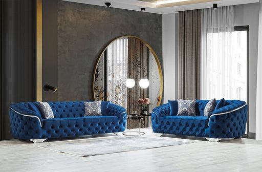 Lupino Blue Velvet Living Room Set - LUPINOBLUE-SL - Vega Furniture