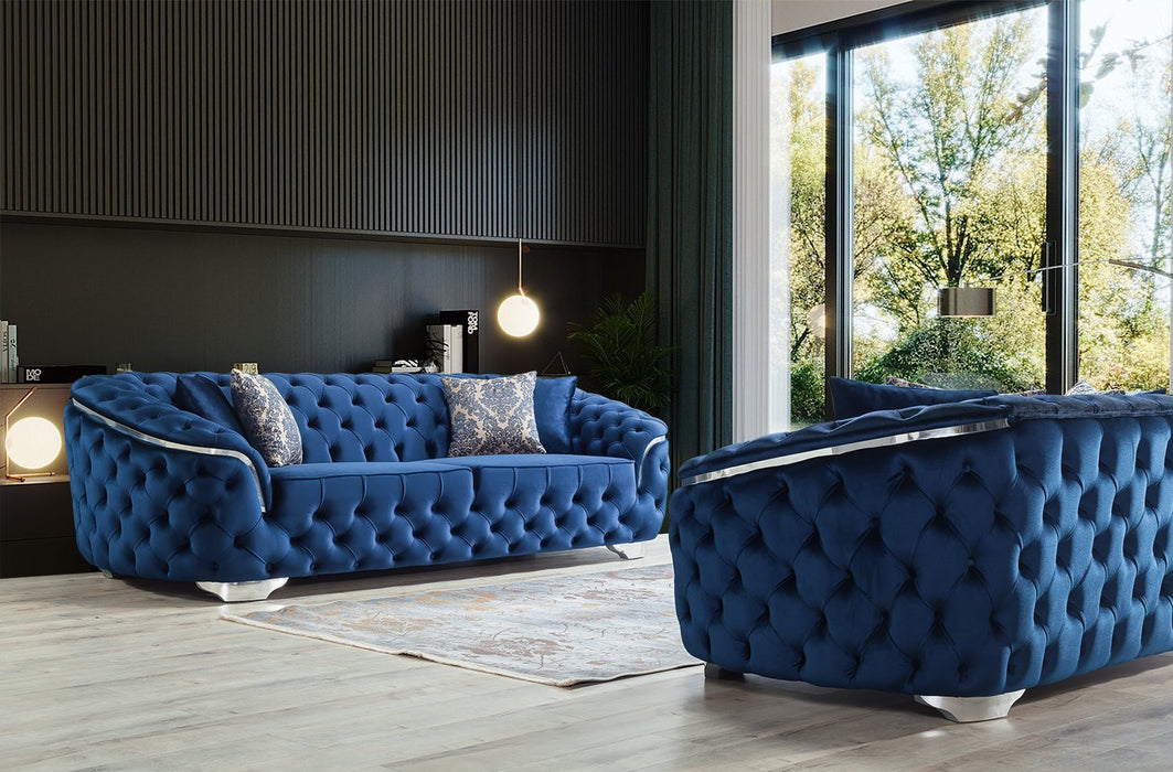 Lupino Blue Velvet Living Room Set - LUPINOBLUE-SL - Vega Furniture