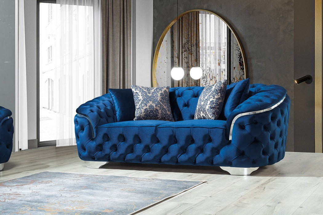 Lupino Blue Velvet Living Room Set - LUPINOBLUE-SL - Vega Furniture