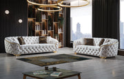 Lupino Ivory Velvet Living Room Set - LUPINOIVORY-SL - Vega Furniture