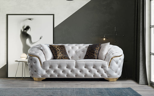 Lupino Ivory Velvet Loveseat - LUPINOIVORY-L - Vega Furniture