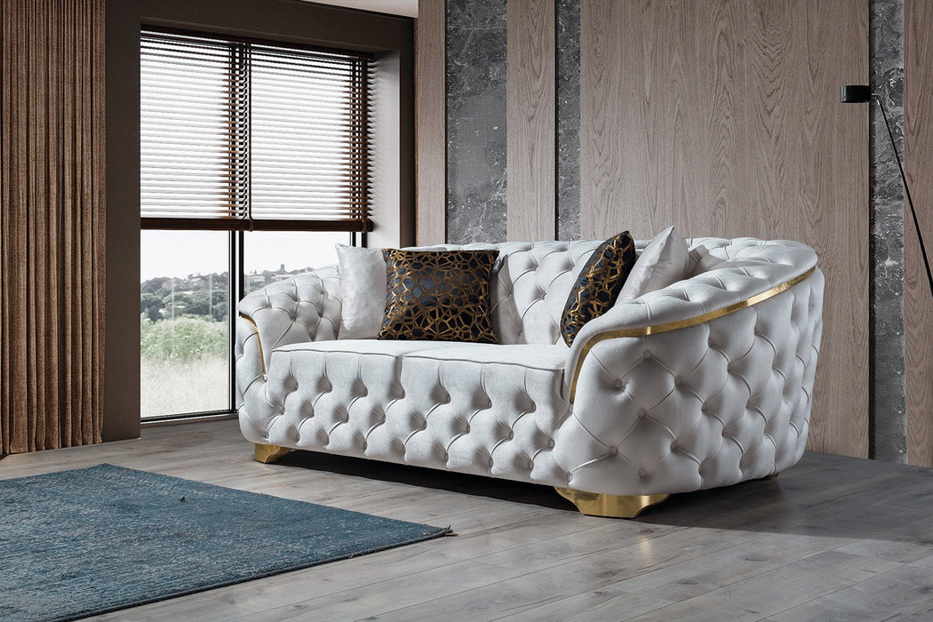 Lupino Ivory Velvet Loveseat - LUPINOIVORY-L - Vega Furniture