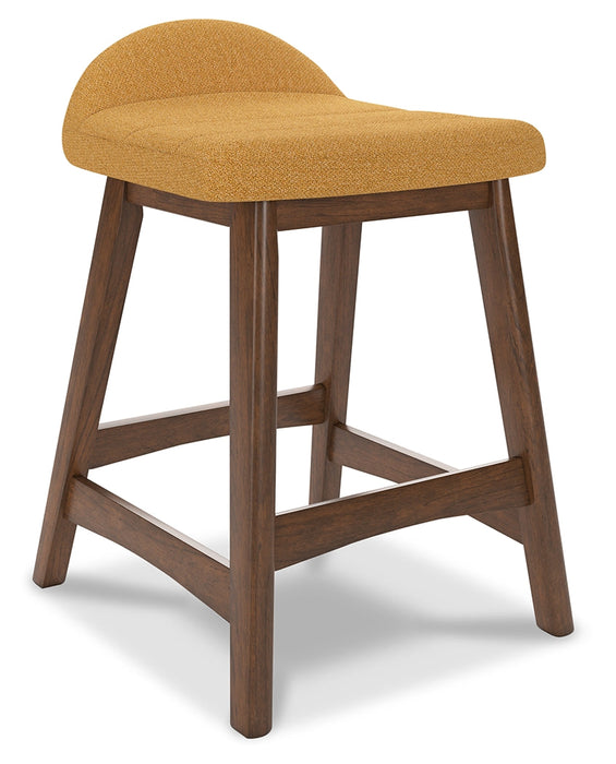 Lyncott Mustard/Brown Counter Height Barstool, Set of 2 - D615-424 - Vega Furniture