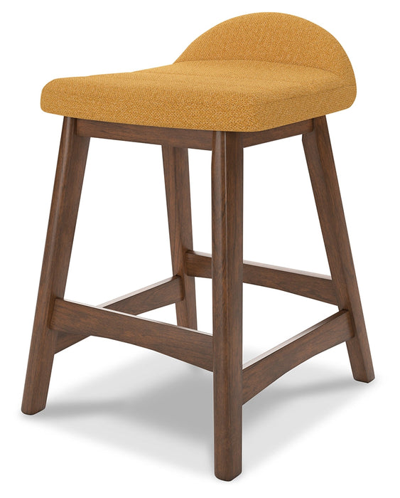 Lyncott Mustard/Brown Counter Height Barstool, Set of 2 - D615-424 - Vega Furniture