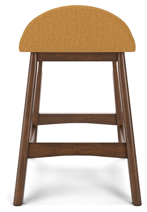 Lyncott Mustard/Brown Counter Height Barstool, Set of 2 - D615-424 - Vega Furniture