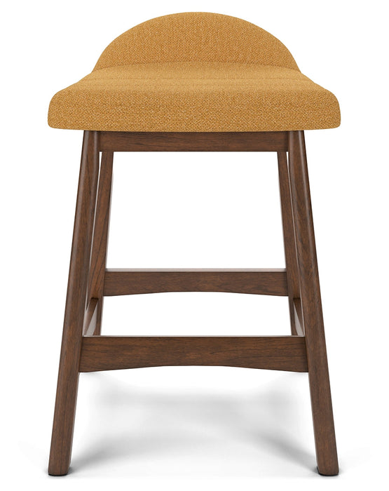 Lyncott Mustard/Brown Counter Height Barstool, Set of 2 - D615-424 - Vega Furniture