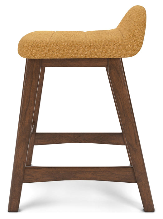 Lyncott Mustard/Brown Counter Height Barstool, Set of 2 - D615-424 - Vega Furniture