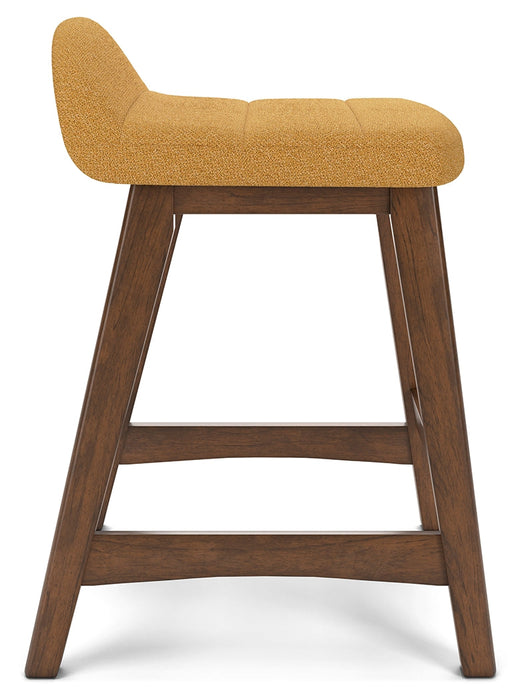 Lyncott Mustard/Brown Counter Height Barstool, Set of 2 - D615-424 - Vega Furniture