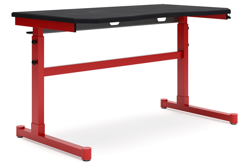 Lynxtyn Red/Black Adjustable Height Home Office Desk - H400-411 - Vega Furniture