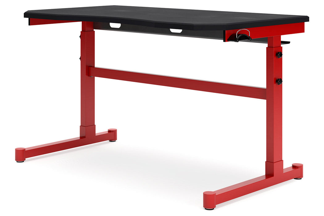 Lynxtyn Red/Black Adjustable Height Home Office Desk - H400-411 - Vega Furniture