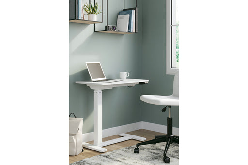 Lynxtyn Taupe/White Adjustable Height Home Office Side Desk - H400-212 - Vega Furniture