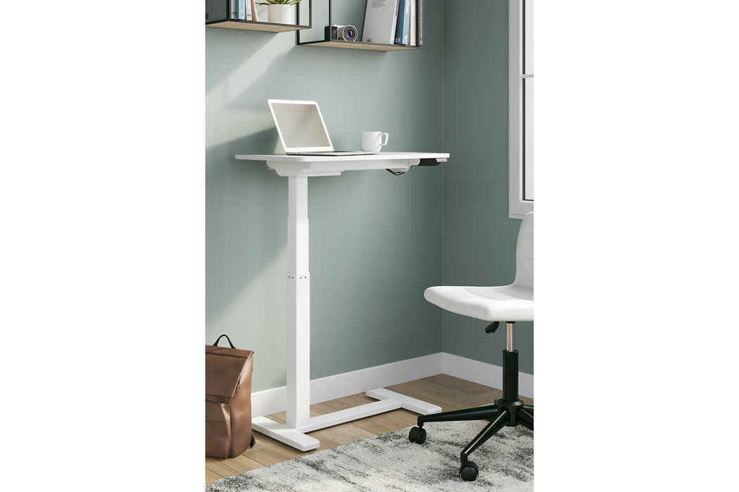 Lynxtyn Taupe/White Adjustable Height Home Office Side Desk - H400-212 - Vega Furniture