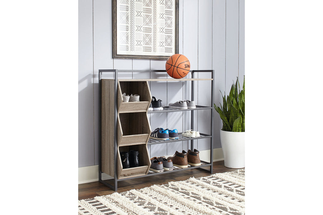 Maccenet Grayish Brown/Gunmetal Shoe Rack - Z1510473 - Vega Furniture