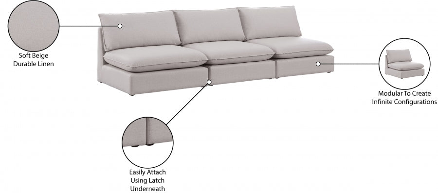 Mackenzie Beige Linen Textured 120" Modular Sofa - 688Beige-S120A - Vega Furniture