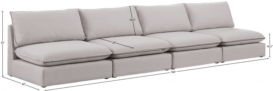 Mackenzie Beige Linen Textured 160" Modular Sofa - 688Beige-S160A - Vega Furniture