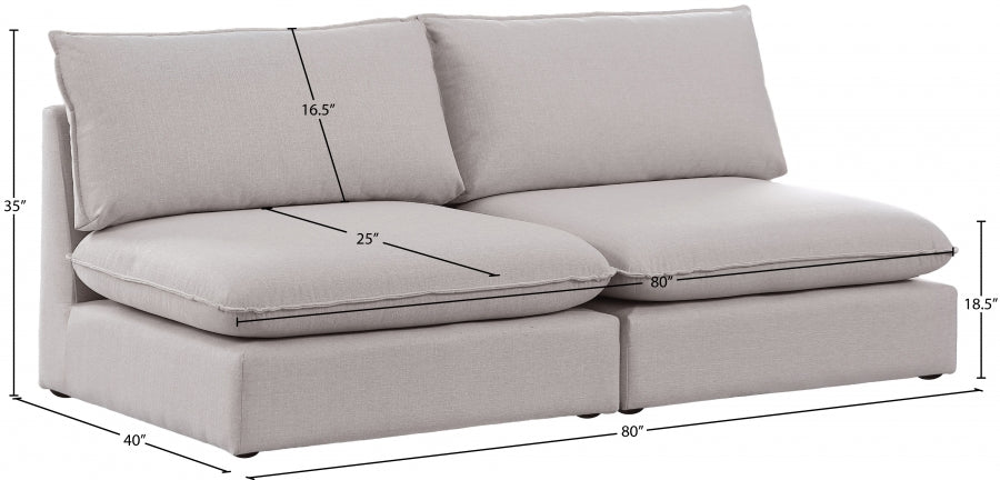 Mackenzie Beige Linen Textured 80" Modular Loveseat - 688Beige-S80A - Vega Furniture