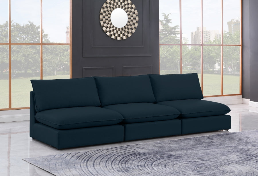 Mackenzie Blue Linen Textured 120" Modular Sofa - 688Navy-S120A - Vega Furniture