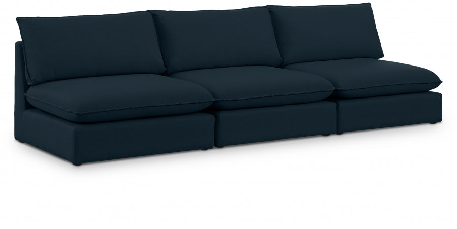 Mackenzie Blue Linen Textured 120" Modular Sofa - 688Navy-S120A - Vega Furniture