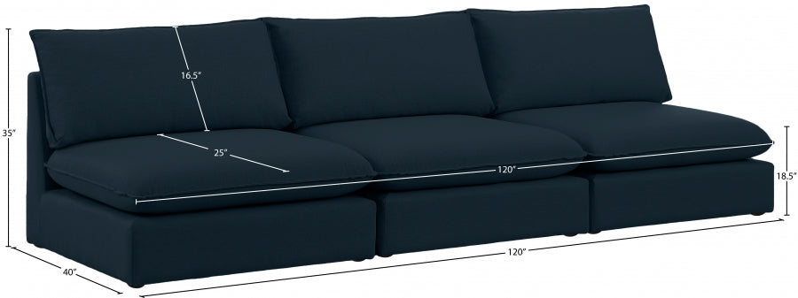 Mackenzie Blue Linen Textured 120" Modular Sofa - 688Navy-S120A - Vega Furniture