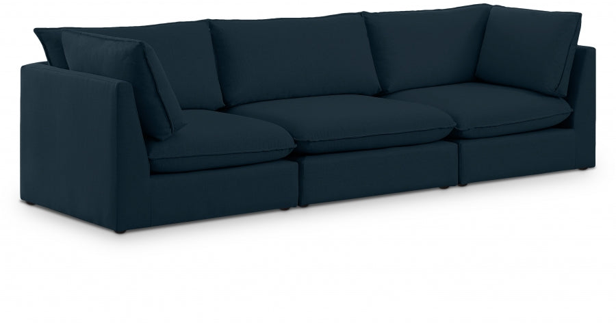 Mackenzie Blue Linen Textured 120" Modular Sofa - 688Navy-S120B - Vega Furniture