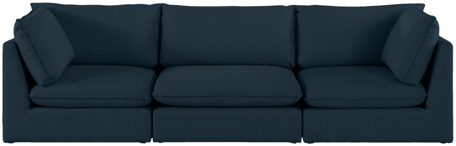 Mackenzie Blue Linen Textured 120" Modular Sofa - 688Navy-S120B - Vega Furniture