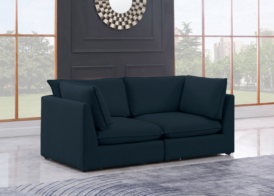 Mackenzie Blue Linen Textured 80" Modular Sofa - 688Navy-S80B - Vega Furniture