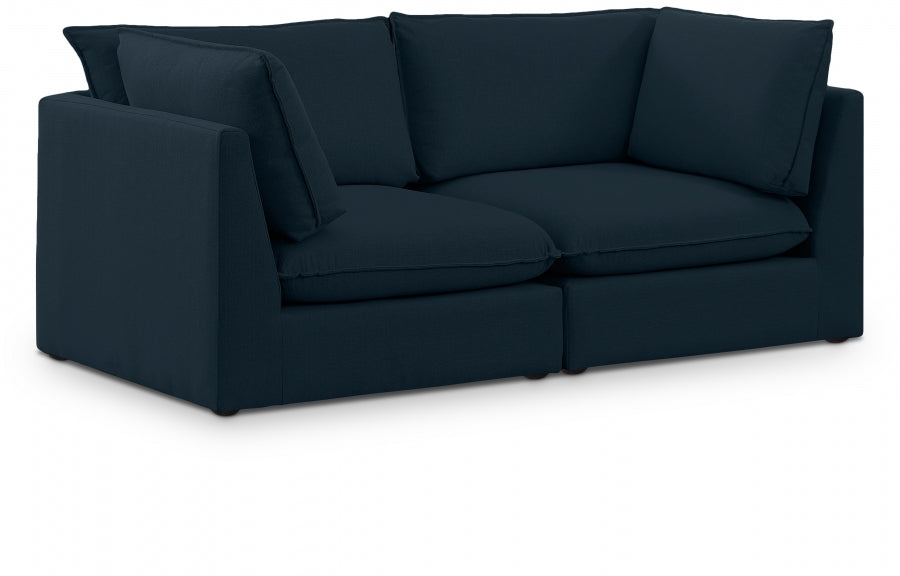 Mackenzie Blue Linen Textured 80" Modular Sofa - 688Navy-S80B - Vega Furniture