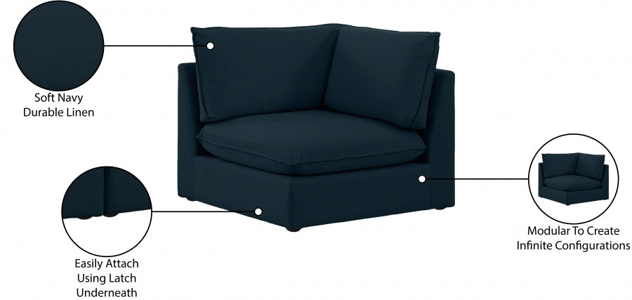 Mackenzie Blue Modular Corner Chair - 688Navy-Corner - Vega Furniture