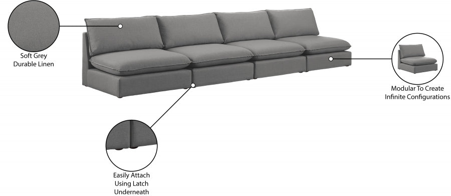 Mackenzie Grey Linen Textured 160" Modular Sofa - 688Grey-S160A - Vega Furniture