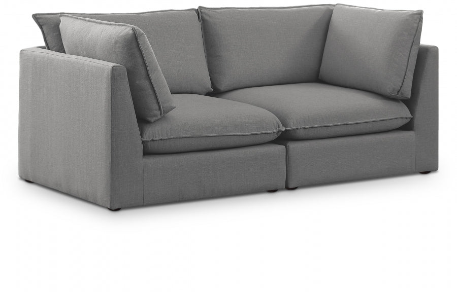 Mackenzie Grey Linen Textured 80" Modular Loveseat - 688Grey-S80B - Vega Furniture