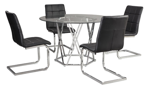 Madanere Black/Chrome 5-Piece Round Dining Set - SET | D275-15 | D275-01 - Vega Furniture