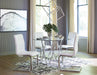Madanere White/Chrome 5-Piece Round Dining Set - SET | D275-15 | D275-02 - Vega Furniture