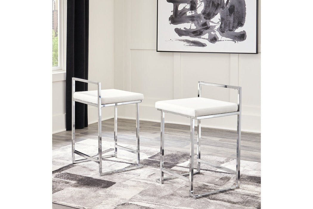 Madanere White/Chrome Counter Height Barstool, Set of 2 - D275-724 - Vega Furniture