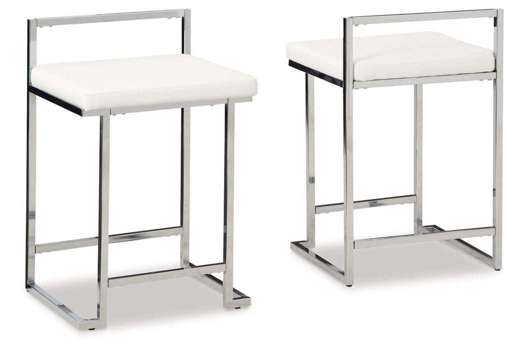 Madanere White/Chrome Counter Height Barstool, Set of 2 - D275-724 - Vega Furniture