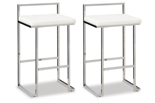 Madanere White/Chrome Finish Bar Height Barstool, Set of 2 - D275-730 - Vega Furniture