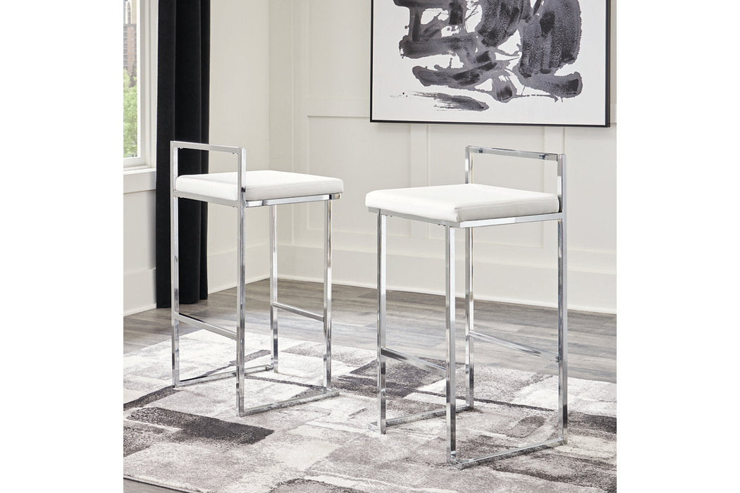 Madanere White/Chrome Finish Bar Height Barstool, Set of 2 - D275-730 - Vega Furniture