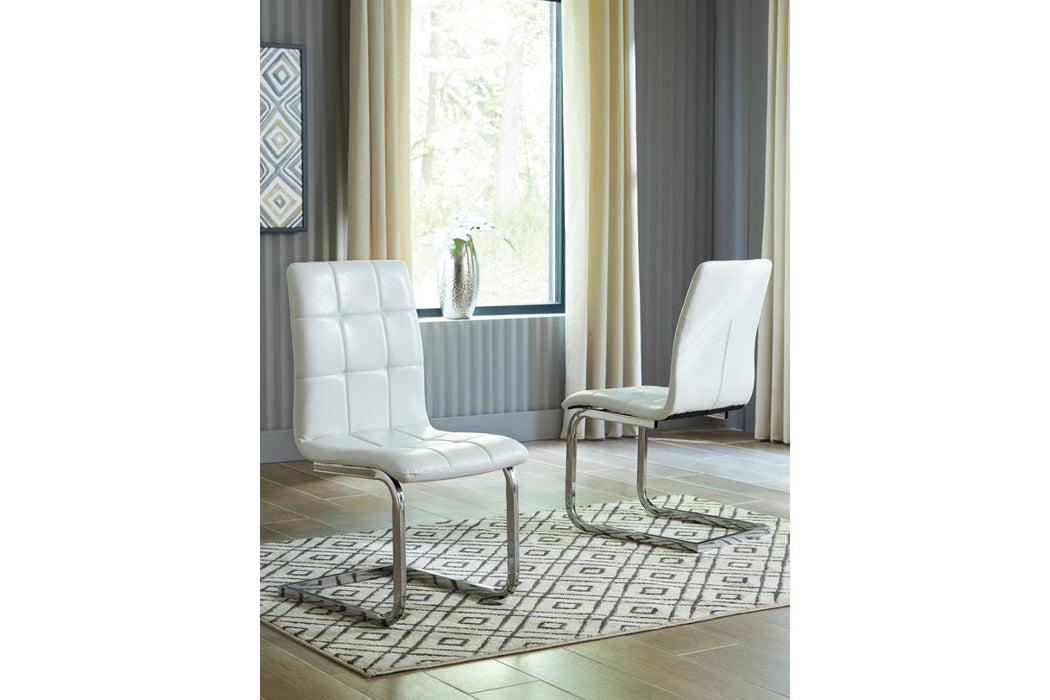 Madanere White/Chrome Finish Dining Chair, Set of 4 - D275-02 - Vega Furniture