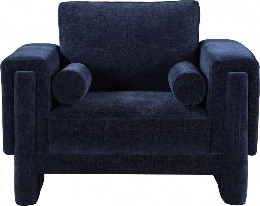 Madeline Chenille Fabric Living Room Chair Blue - 152Navy-C - Vega Furniture