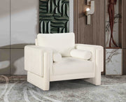 Madeline Chenille Fabric Living Room Chair Cream - 152Cream-C - Vega Furniture