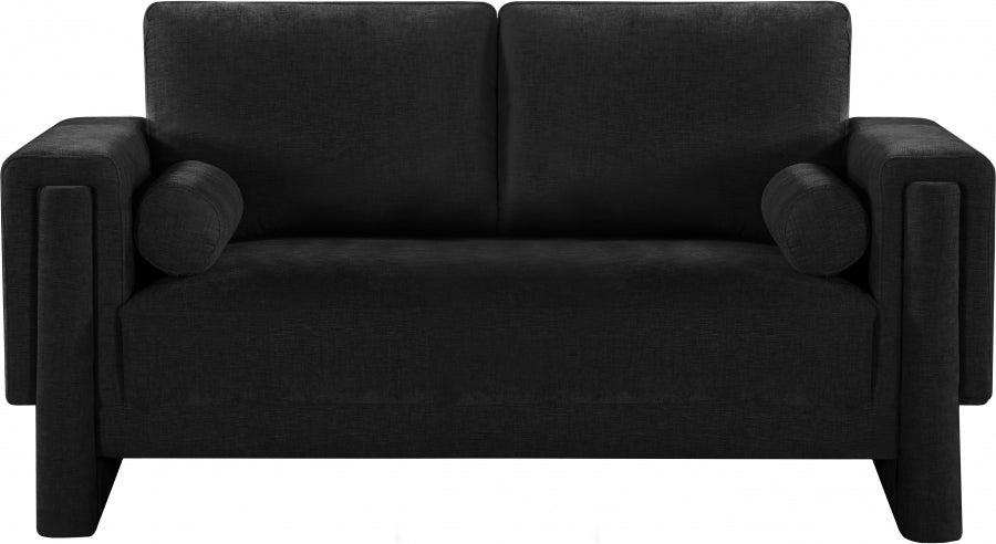 Madeline Chenille Fabric Loveseat Black - 152Black-L - Vega Furniture