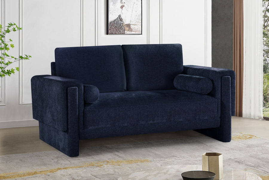 Madeline Chenille Fabric Loveseat Blue - 152Navy-L - Vega Furniture