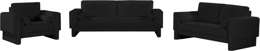 Madeline Chenille Fabric Sofa Black - 152Black-S - Vega Furniture