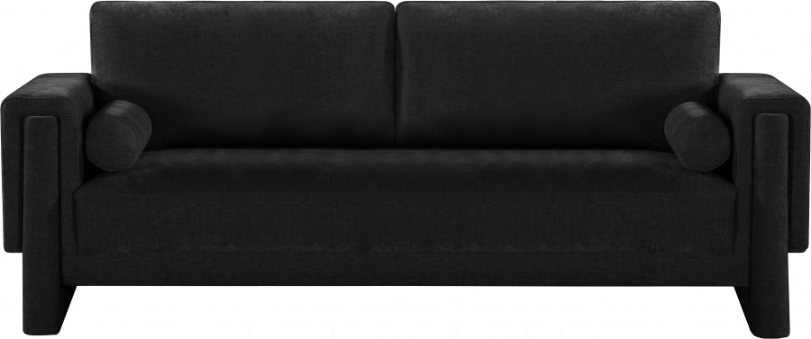 Madeline Chenille Fabric Sofa Black - 152Black-S - Vega Furniture