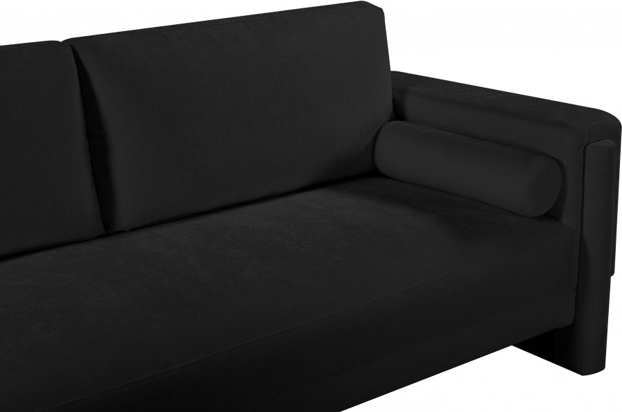 Madeline Chenille Fabric Sofa Black - 152Black-S - Vega Furniture