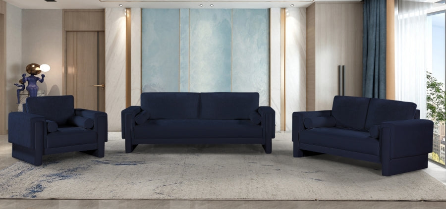 Madeline Chenille Fabric Sofa Blue - 152Navy-S - Vega Furniture