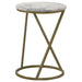 Malthe White/Antique Gold Round Accent Table with Marble Top - 959562 - Vega Furniture