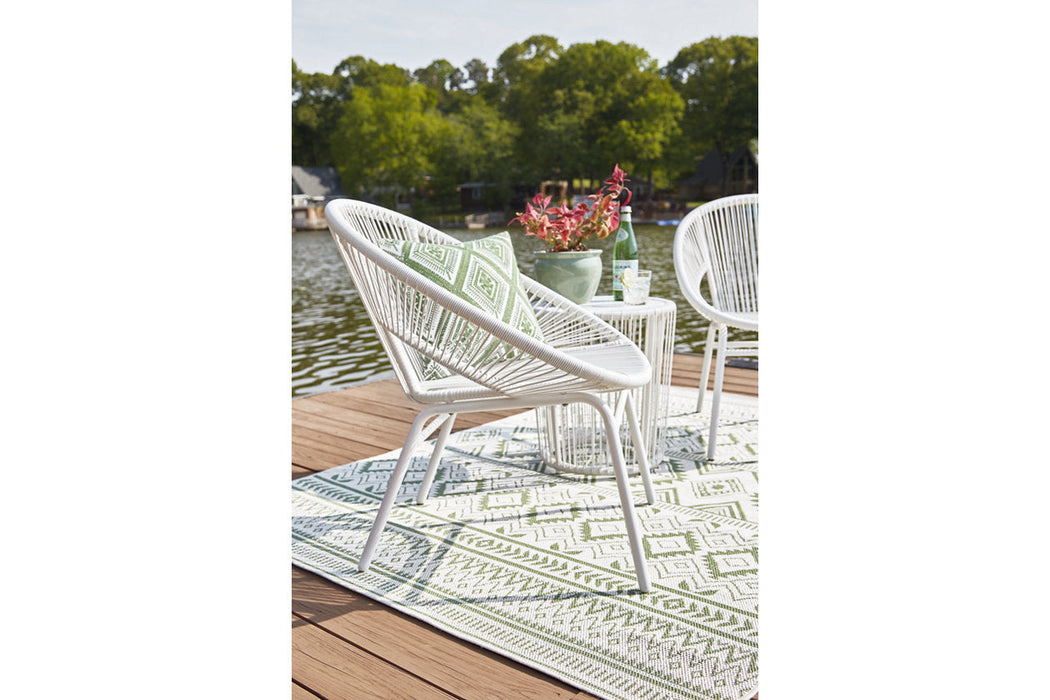 Mandarin Cape White Outdoor Table and Chairs, Set of 3 - P312-050 - Vega Furniture