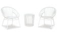 Mandarin Cape White Outdoor Table and Chairs, Set of 3 - P312-050 - Vega Furniture